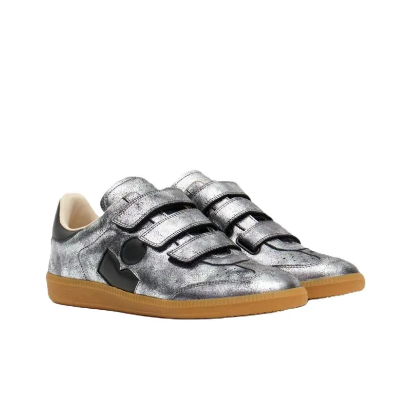 ISABEL MARANT Beth Low Top Skateboard Shoes Women's Silver-1