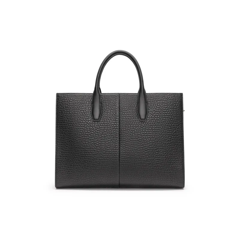 Chrisdien Deny Cow Leather Briefcase Men's Black-1