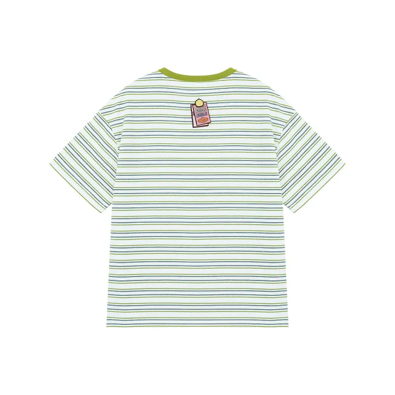 B.Duck T Shirt Women's Green White Blue Stripes-1