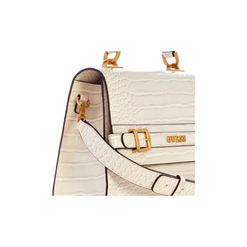 GUESS Crocodile Embossed Artificial Leather Shoulder Bag Crossbody Bag Women's White-4
