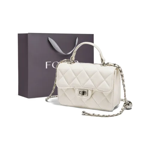 FOXER Synthetic Leather Handbag Regular Women's White/Black