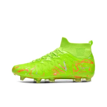 Binary FG Rubber Long Studs Cushioning Abrasion Resistant Lightweight Slip Resistant Soccer Shoes Unisex Neon Green
