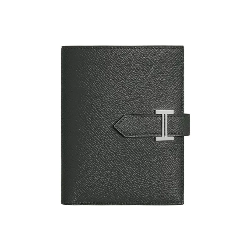 HERMES Bearn Calfskin Wallet Regular Men's Black-0
