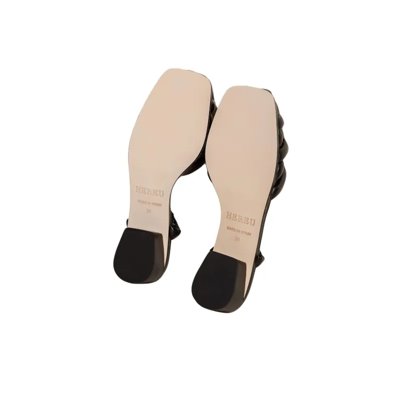 Hereu Cabersa Chunky Heel High Heels 4cm Women's Black-3