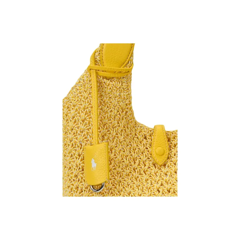 Polo Ralph Lauren Fabric Woven Bag, Tote Bag, Shopping Bag, Handbag Regular Women's Light Yellow-3