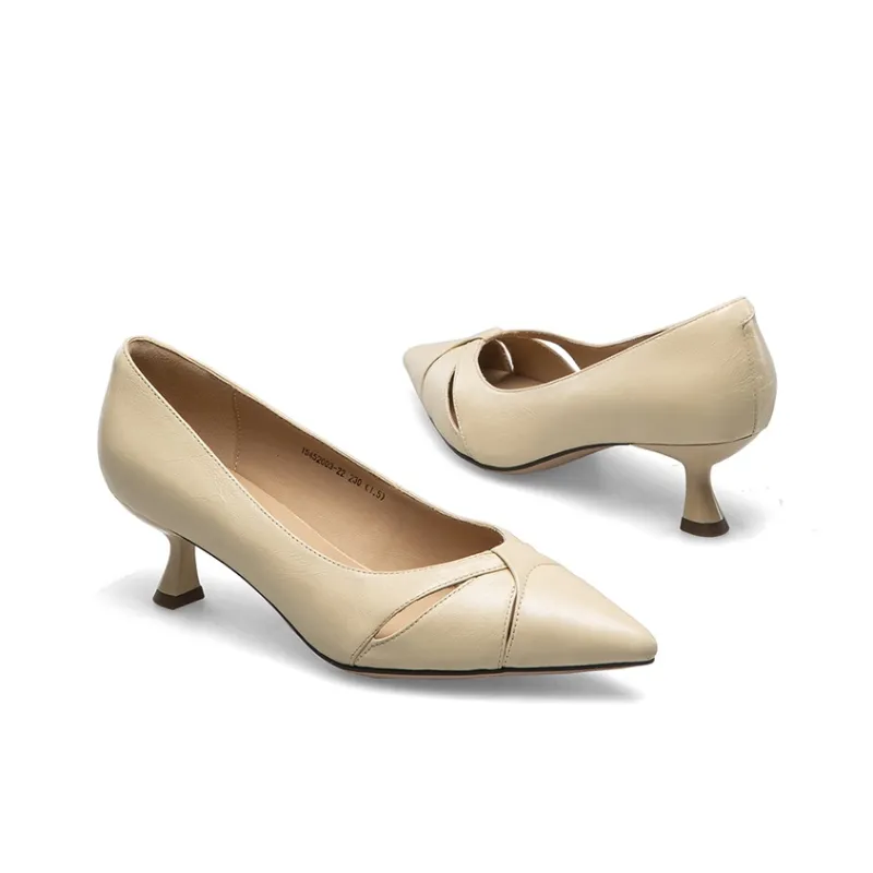 KANGNAI Casual Single Shoes 4.8cm Women's Light Yellow-2