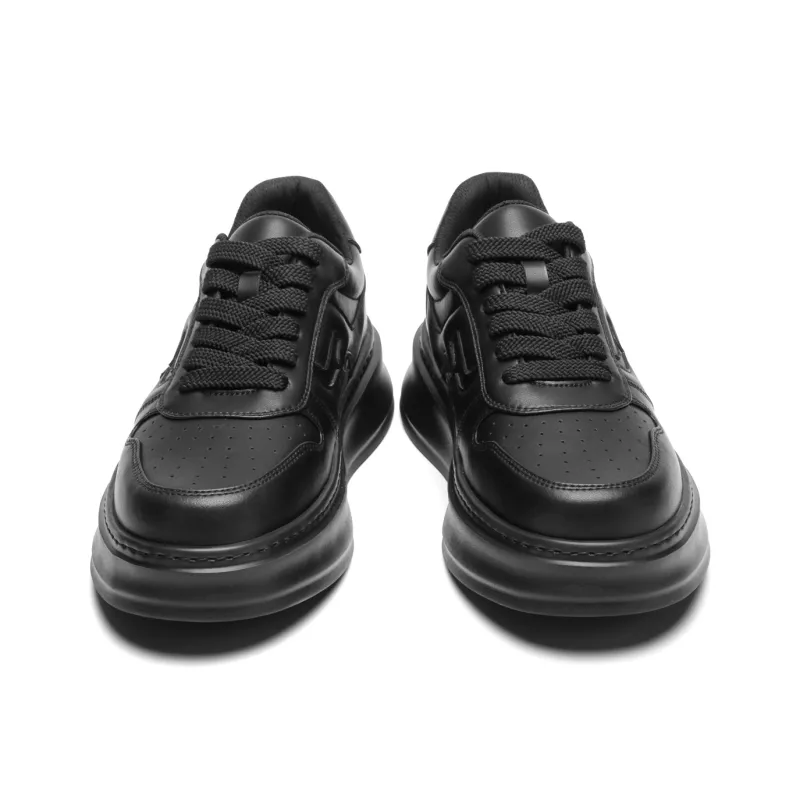 Meixi Breathable Height Increase Low Top Skateboard Shoes Men's Black-2