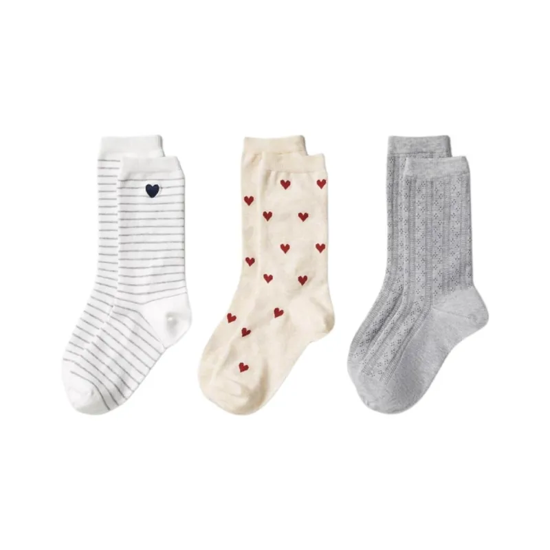 UNIQLO Mid Calf Socks Women's 3 Pack Ivory-0