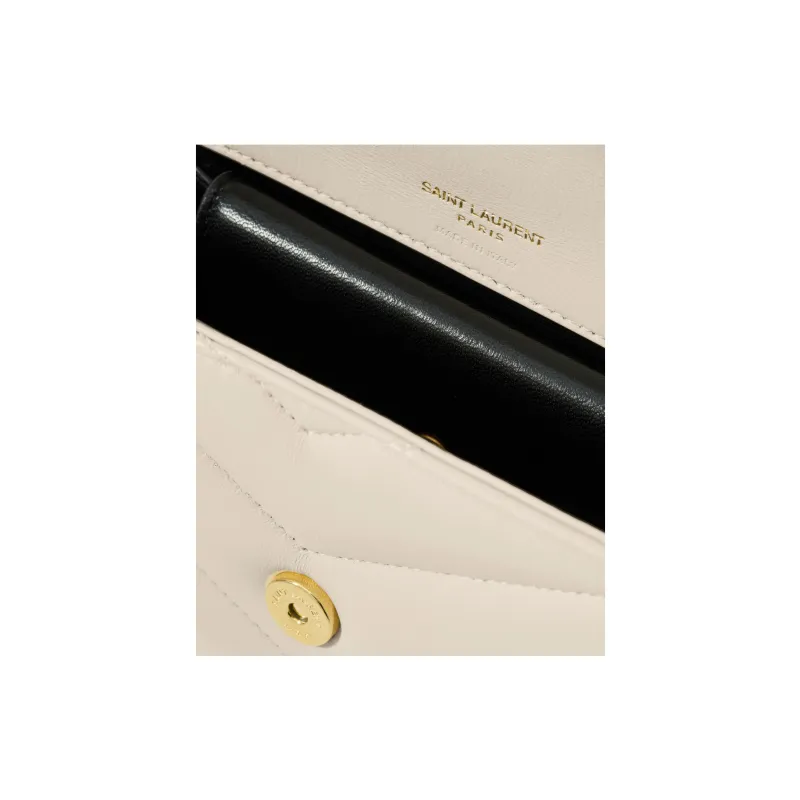 SAINT LAURENT LOULOU Sheepskin Shoulder Bag Mini Women's Vintage White-6