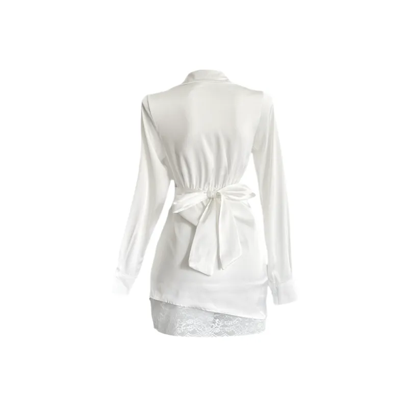 Udon House Long Sleeved Dress Women's White-1