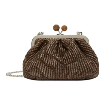 WEEKEND MaxMara Pasticcino Cotton Clutch Shoulder Bag Small Size Women's Umber