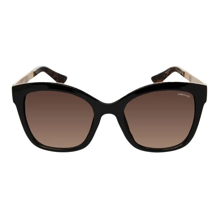 KENNETH COLE Injection Molded Irregular Shape Sunglasses Women's Black-1