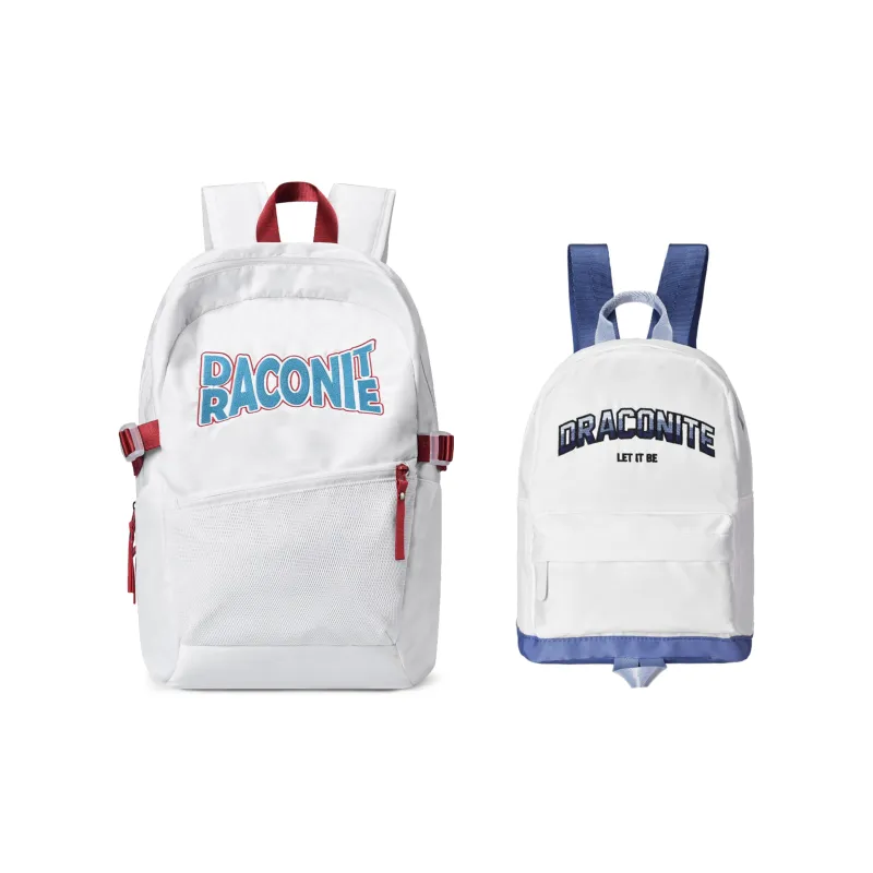 DRACONITE Embroidery Student Backpack Regular Unisex Blue White Color Blocking-56