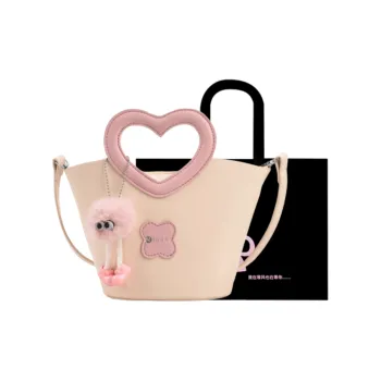 HACIN PU One Shoulder Handbags Women's White & Pink