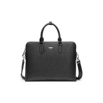 Chrisdien Deny Cow Leather Briefcases Men's Black