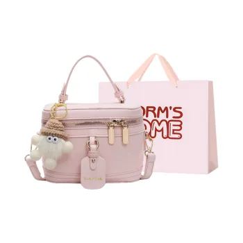 Worm's Home PU Box Bag Handbag Women's Ecru/Pink/Yellow/Black