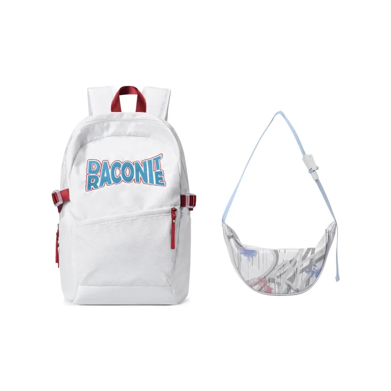 DRACONITE Embroidery Student Backpack Regular Unisex Blue White Color Blocking-54