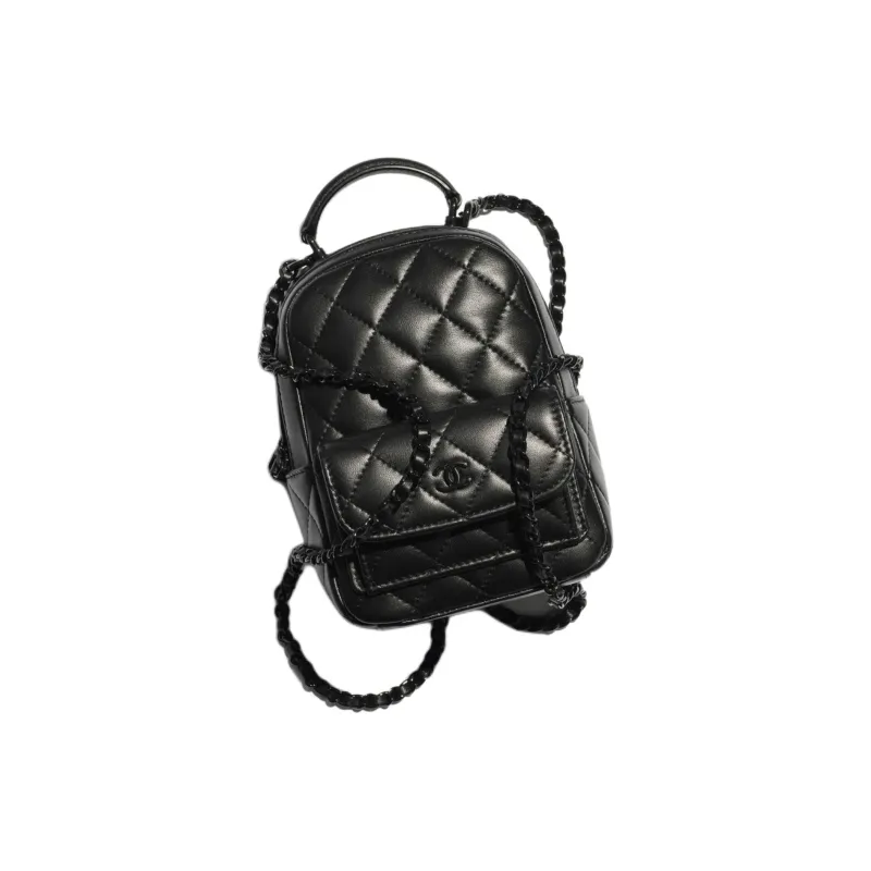 CHANEL Classic Flap CF Lambskin Backpack Mini Women's Black-1