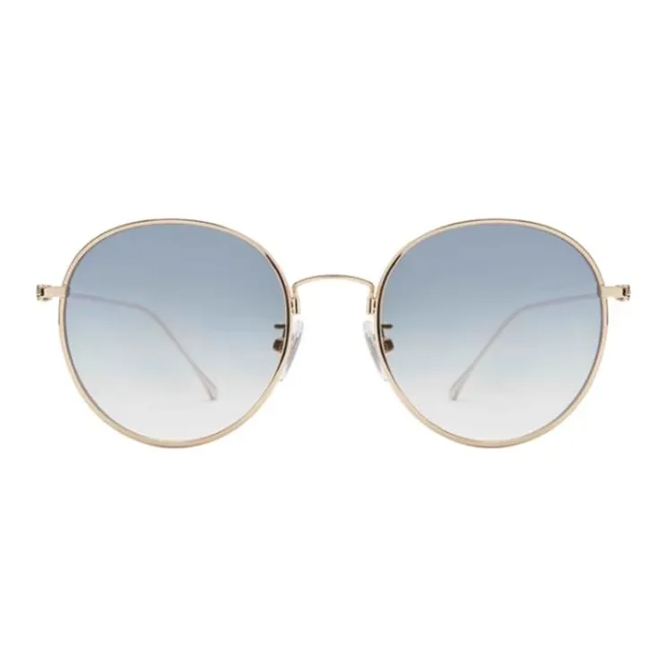 LOHO Plate Alloy Frame Round Sunglasses Women's Multicolor-4