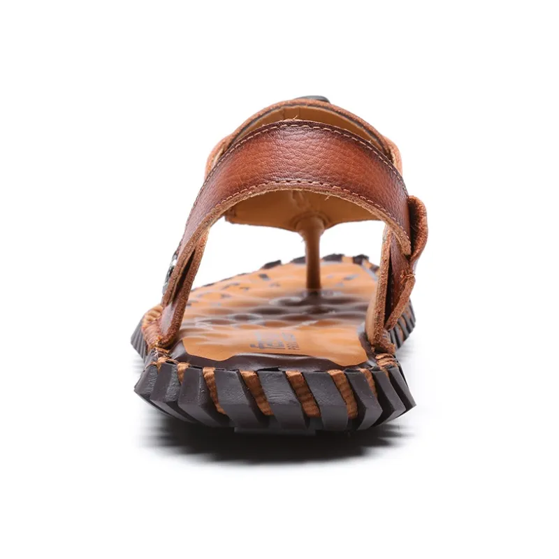 AMICNIEGD Beach Sandals Men Light Brown/Dark Brown/Khaki-4