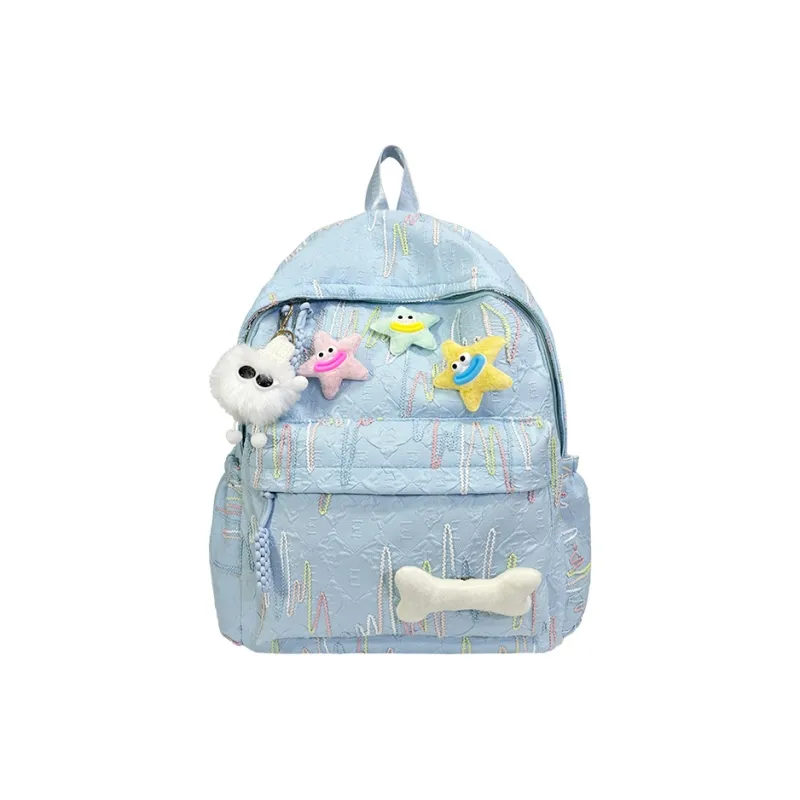 SEVENMOONS Nylon Backpack Unisex White/Black/Pink/Yellow/Sky Blue-10