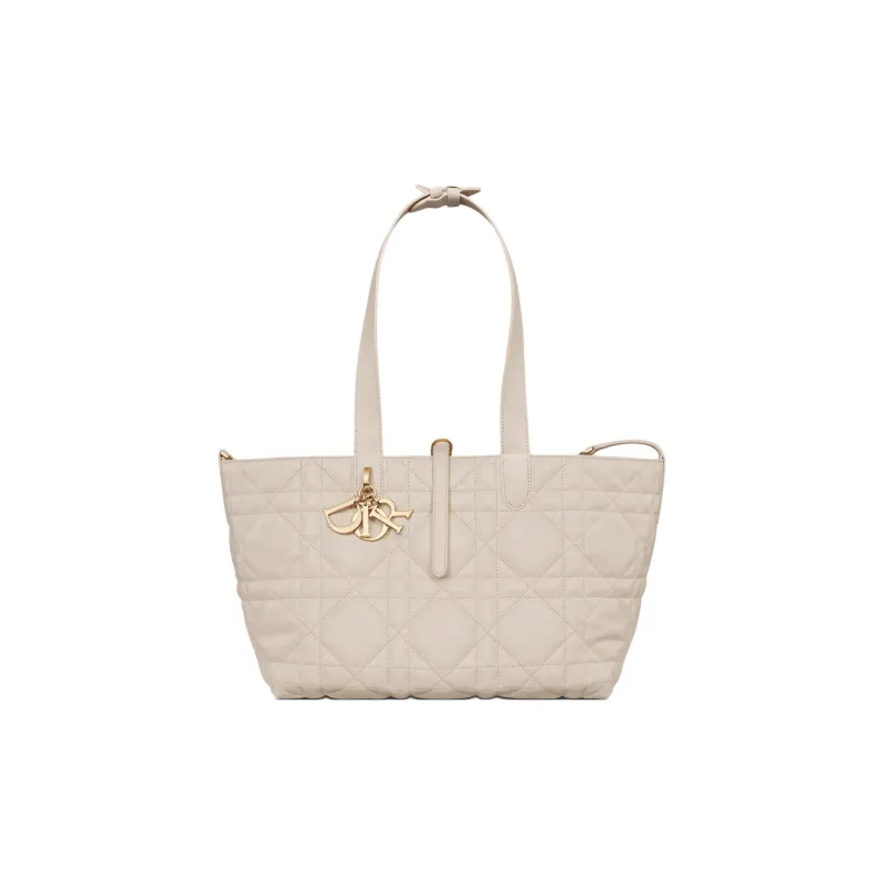 DIOR Toujours Calfskin Tote Bag, Shopping Bag, Shoulder Bag, Handbag Medium Size Women's Light Cookie-1