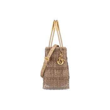 DIOR Silk Bucket Bag, One Shoulder Handbag Mini Women's Nude