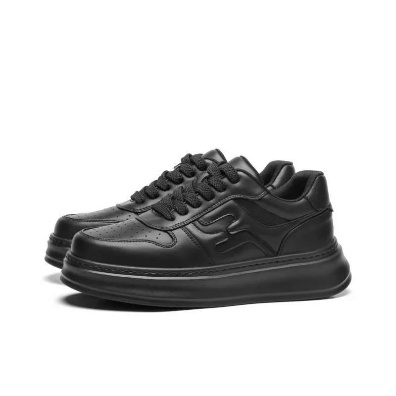 Meixi Breathable Height Increase Low Top Skateboard Shoes Men's Black-1