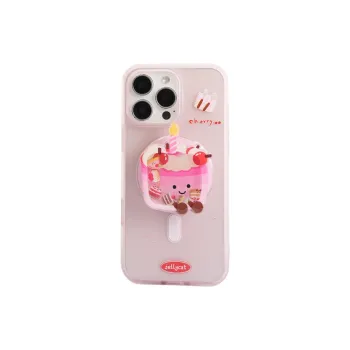 Sopi Acrylic Material Matte Jellycat Cherry Cake Phone Cases Compatible With IPhone 16/15 Pro Max/Apple 13/14 Pro/Max