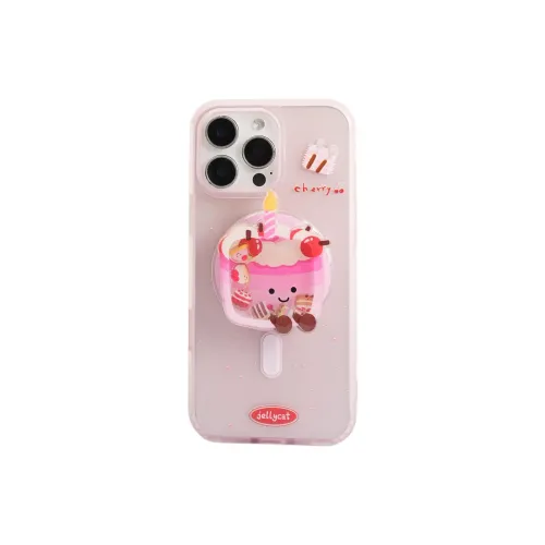 Sopi Acrylic Material Matte Jellycat Cherry Cake Phone Cases Compatible With IPhone 16/15 Pro Max/Apple 13/14 Pro/Max