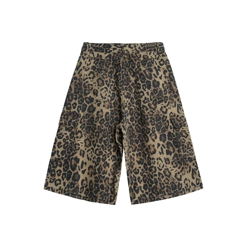 LPMX Denim Shorts Unisex Leopard Print-1