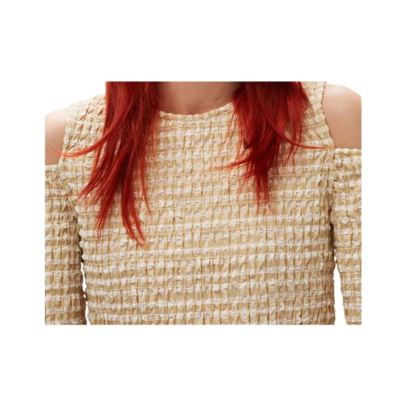 GANNI Short Sleeved Dresses Women's Light Khaki-4