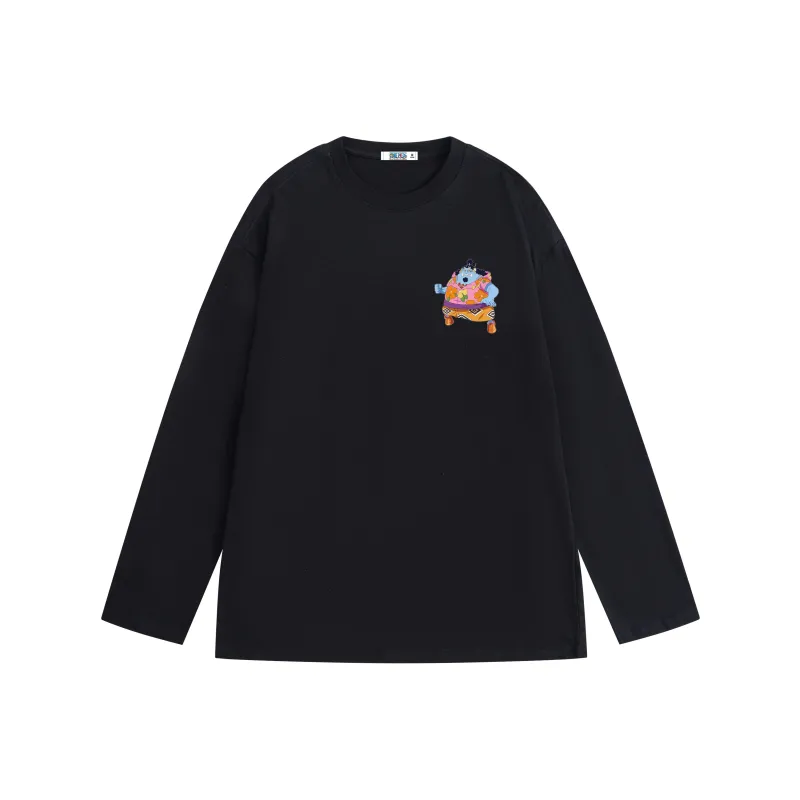 ONE PIECE Students' Casual Long Sleeved T Shirt Men's Solid Color Basic-4