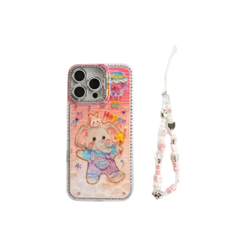 Sopi Acrylic Material Blue Light Overalls Elephant Phone Cases Compatible With IPhone 16/15 Pro Max/Apple 13/14 Pro/Max-5