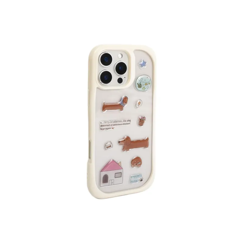 Sopi Acrylic Material 3D Effect Dachshund Sofa Cat Phone Cases Compatible With IPhone 16/15 Pro Max/Apple 13/14 Pro/Max-1