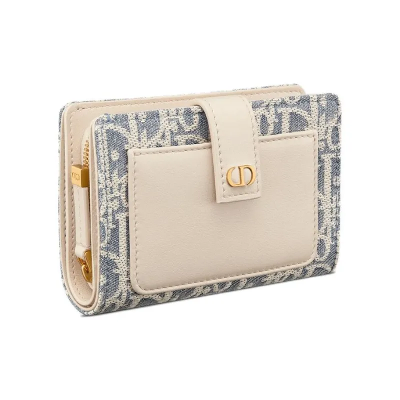 DIOR 30 Montaigne Cotton Wallet Women's Beige-1