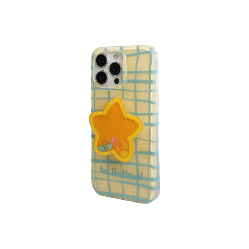 Wei Xin Acrylic Material Line Plaid Stars Stand Phone Cases Compatible With IPhone 16/15 Pro Max/Apple 13/14 Pro/Max-2
