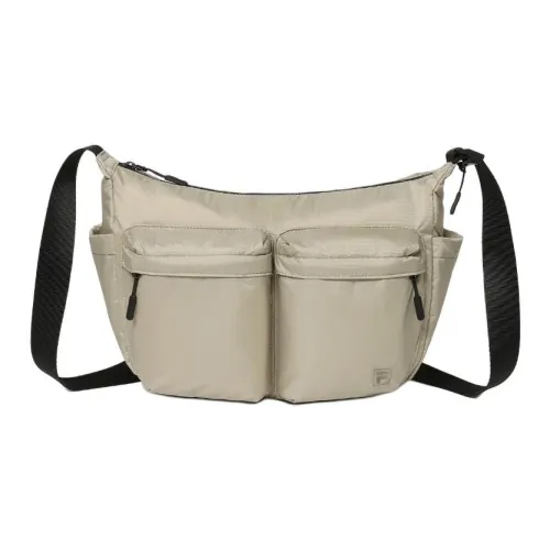 FILA Nylon Crossbody Bag Medium Size Unisex Beige