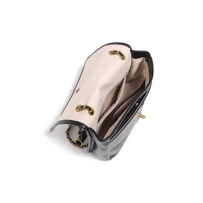 CLEVER& KETCH PU Shoulder Bag Women's Black/Ecru/Coffee-4
