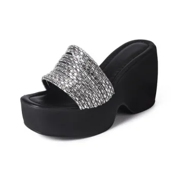Su Yanjiao Rubber Foam Outsole Quiet, Slip Resistant, Odor Resistant Slide Slippers Women's Black