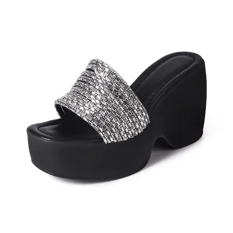 Su Yanjiao Rubber Foam Outsole Quiet, Slip Resistant, Odor Resistant Slide Slippers Women's Black-0