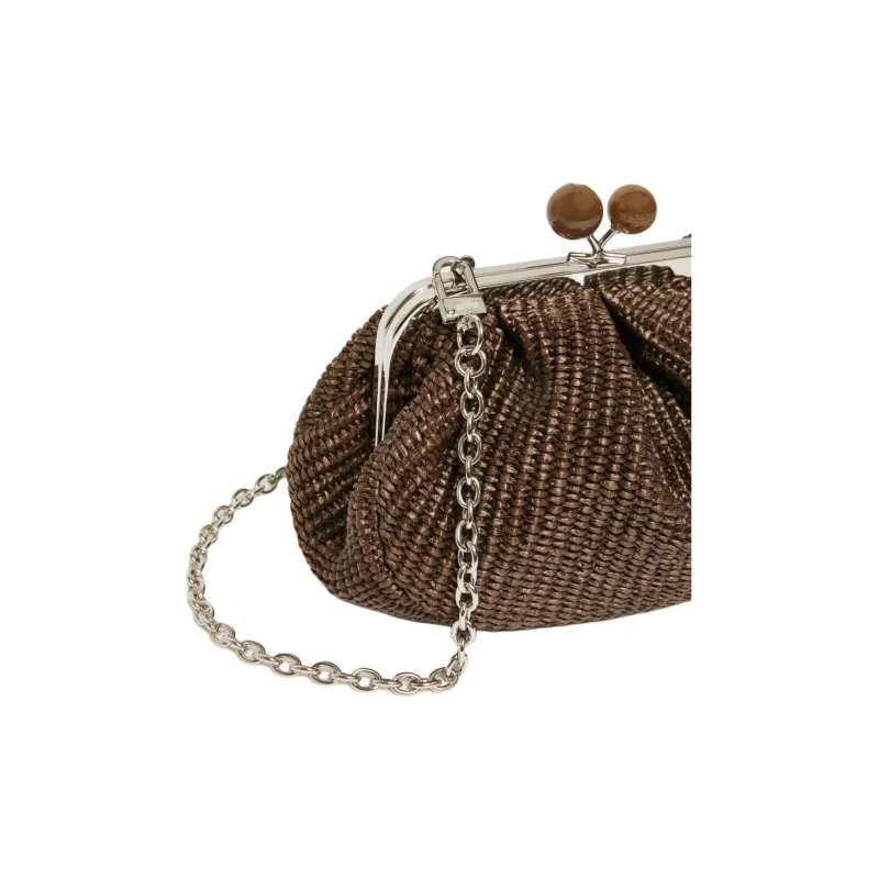 WEEKEND MaxMara Pasticcino Cotton Clutch Shoulder Bag Small Size Women's Umber-4