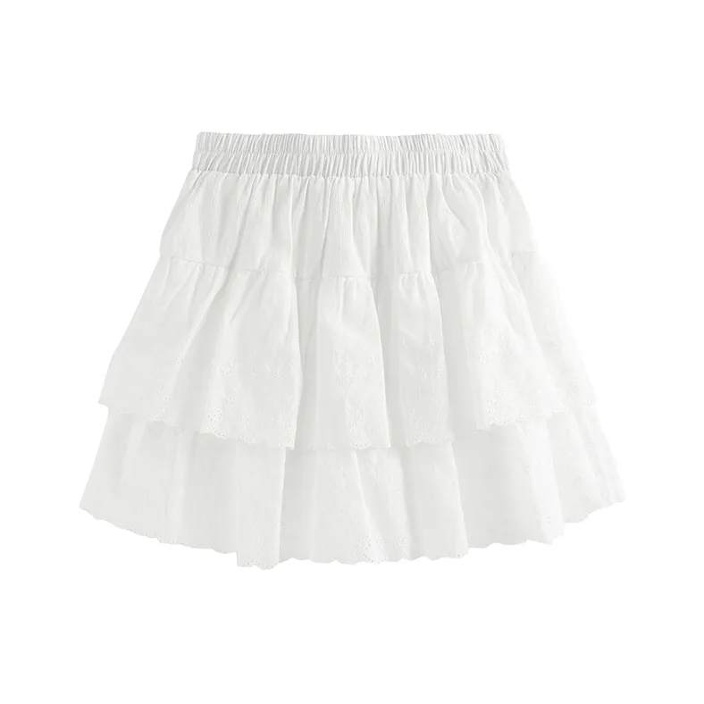 MTHE Sweet Hot Girl Lace Trim Casual Short Skirts Loose Fit Women's White-1