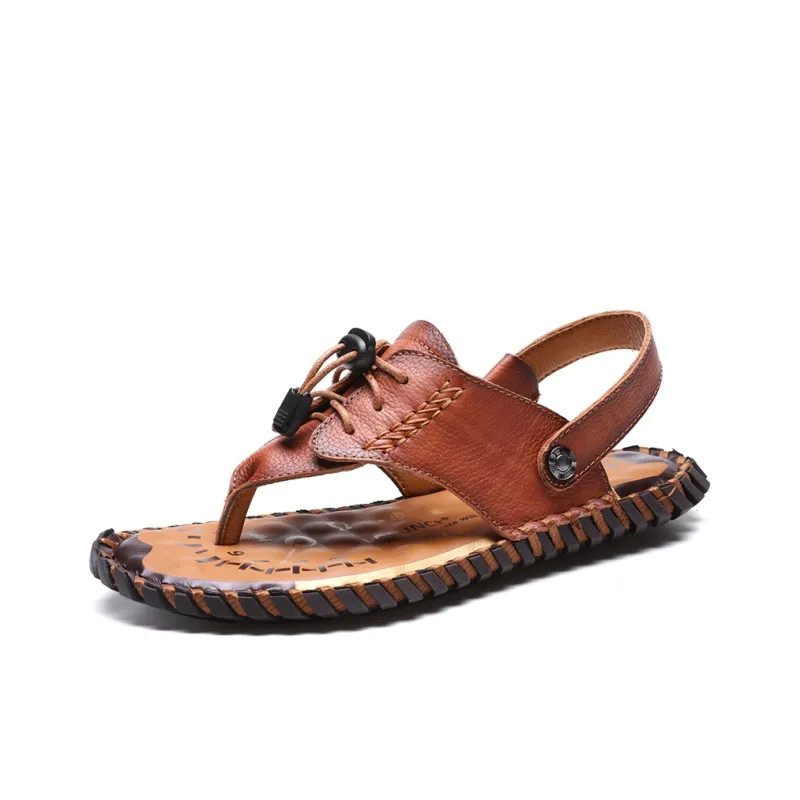 AMICNIEGD Beach Sandals Men Light Brown/Dark Brown/Khaki-1