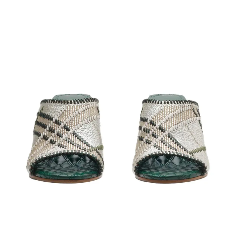 Burberry Slide Slippers 9cm Women's Green-2