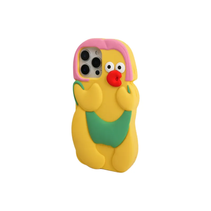 Wei Xin Silicone Material Medium Part Pink Chicken Phone Cases Compatible With IPhone 16/15 Pro Max/Apple 13/14 Pro/Max-2