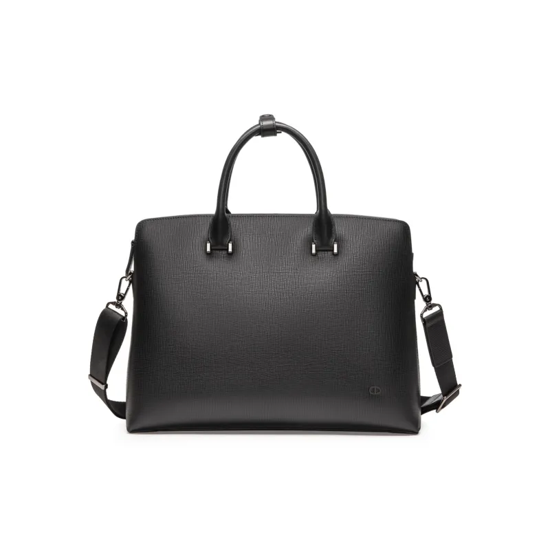 Chrisdien Deny Cow Leather Briefcase Men's Black-0