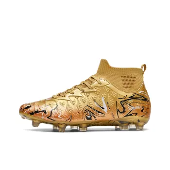 Binary FG Rubber Long Studs Anti Slip And Wear Resistant Lightweight Soccer Shoes Unisex Champagne Gold