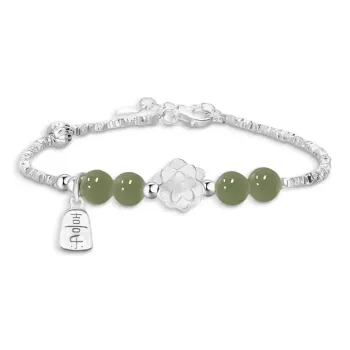 Kevni S925 Silver Bracelets Women's Green Jade