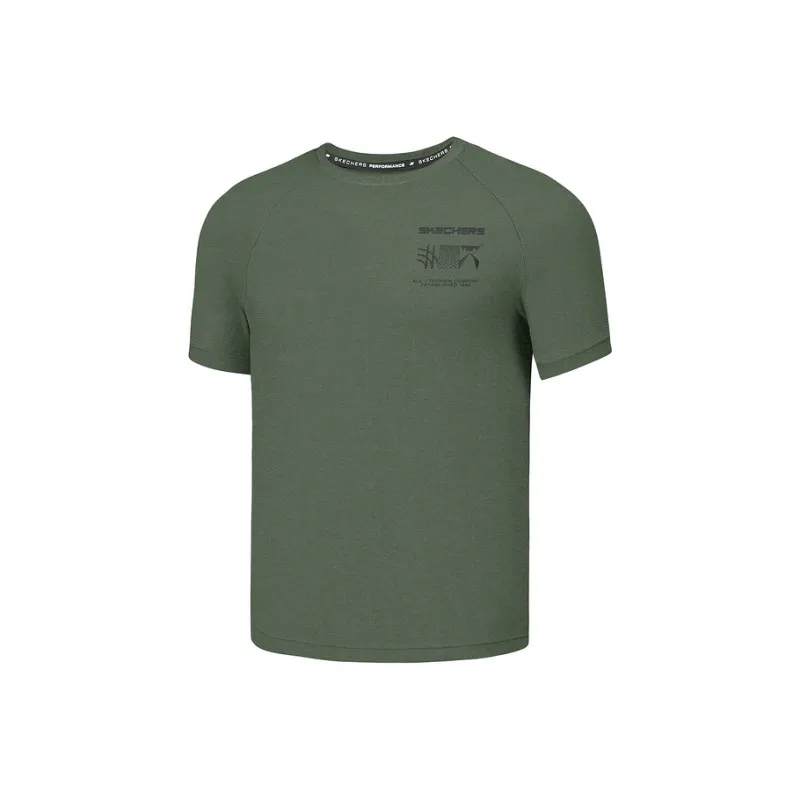 Skechers Basic Sports Series SS25 T Shirt Men's Thyme Green 031F-0